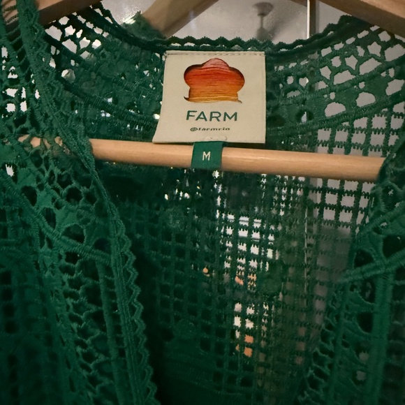 Farm Rio Morada Boa Guipure Lace Maxi Dress Green M - Picture 2 of 3